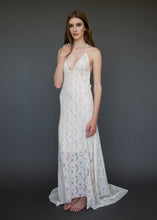Load image into Gallery viewer, A low V backless lace bridal gown for the sexy boho bride.