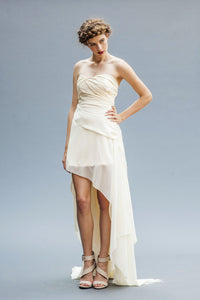Asymmetrical Chiffon Bridal Dresses Handmade in Vancouver. 