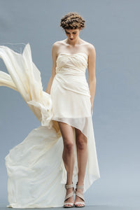 Short Chiffon Bridal Gown Handmade in Vancouver. 