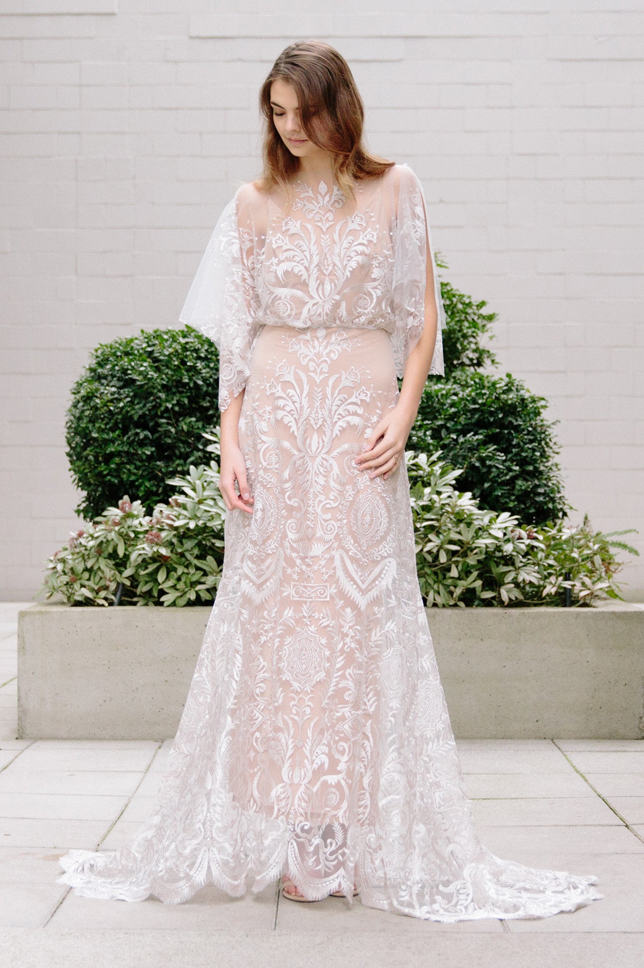Unique Lace Wedding Dress with A-Line and Sleeves