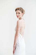 Load image into Gallery viewer, A chic corset lace up back wedding dress in crepe.
